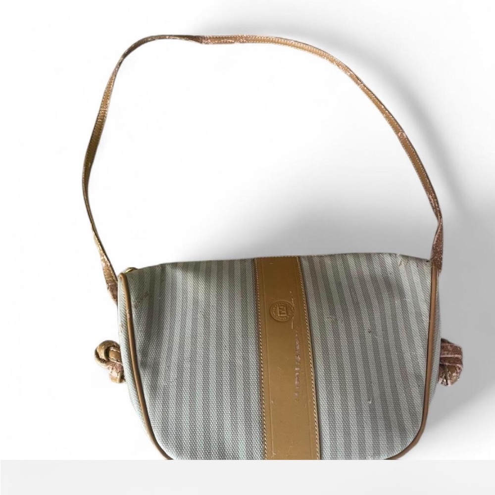 Vintage authentic Fendi penguin Striped Bag in good condition with some flaws